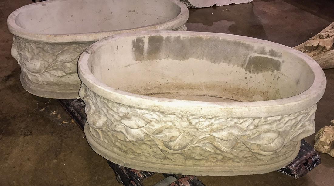 Pair Of Concrete Planters. (1 of 5)