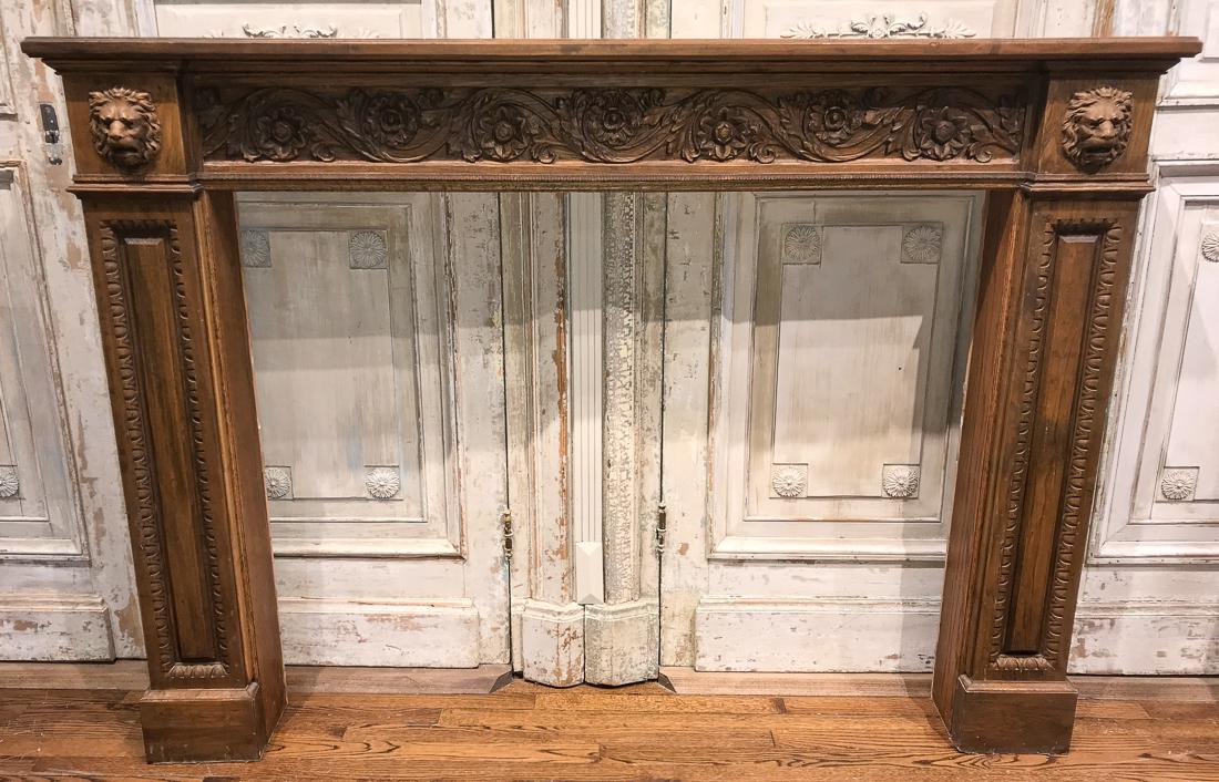 Carved Oak Mantel (1 of 3)