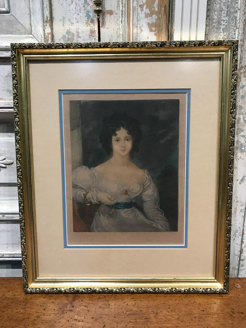 Antique English Engraving Of Lady (1 of 2)