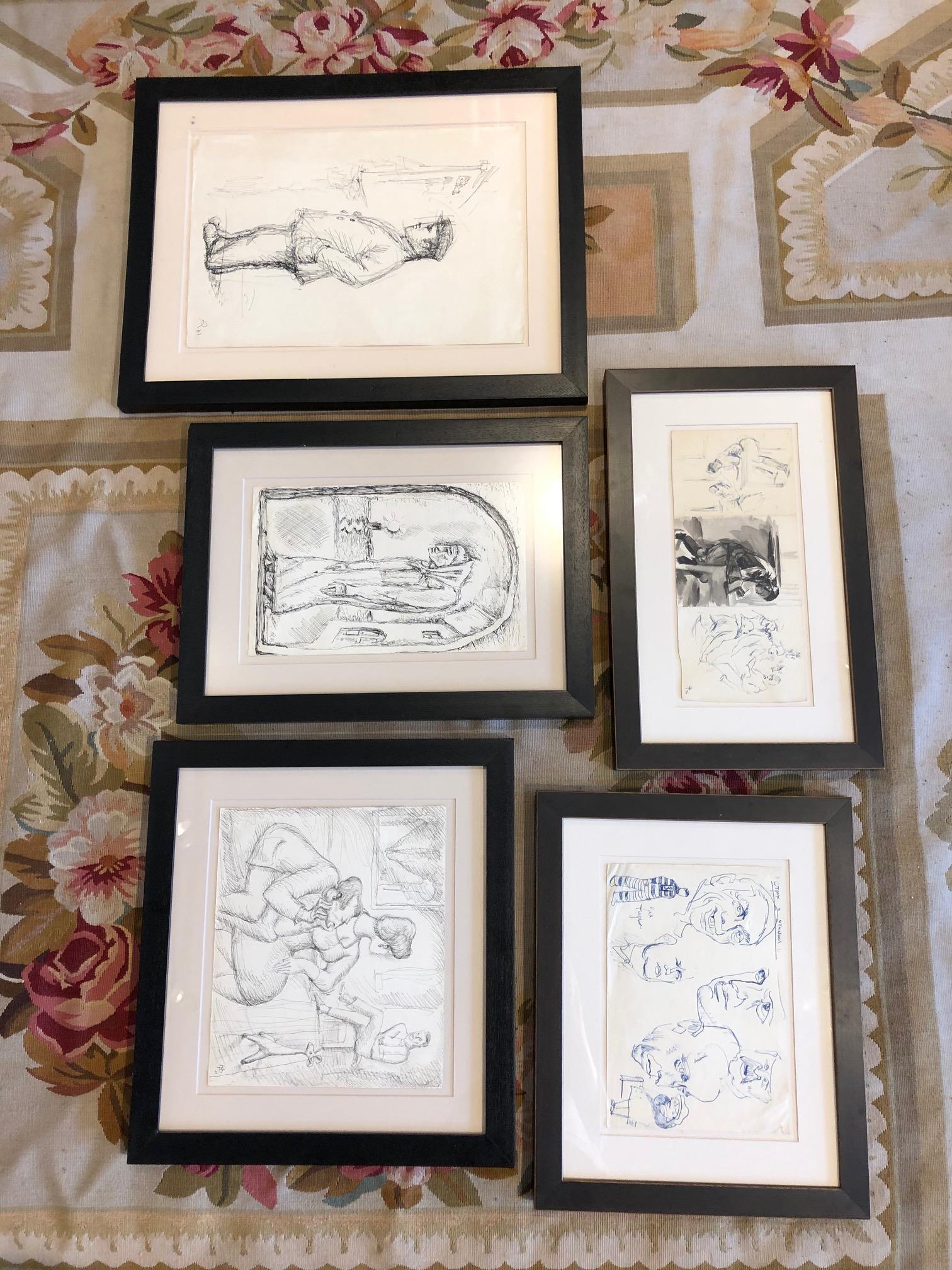 lot of 5 drawings by A Rapoport (1 of 4)
