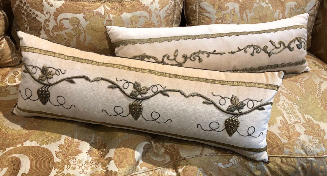 2 Velvet Embroidered Sofa Pillows (1 of 1)