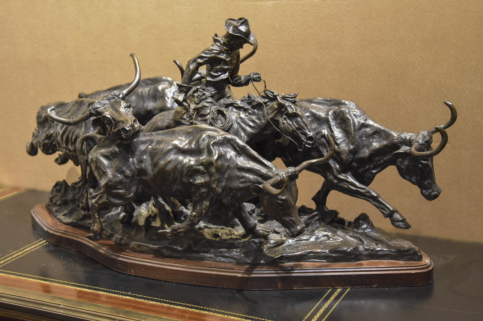 Palatial Bronze Sculpture, The Stampede: 48x24x22, One Of Only 15 Cast After Frederic Remington Note Large Size.