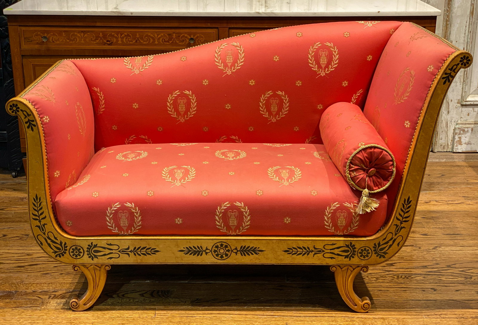 Rare 19c Austrian Biedermeier Settee: Maple circa 1880 54x24x34h Excellent antique condition. See photos