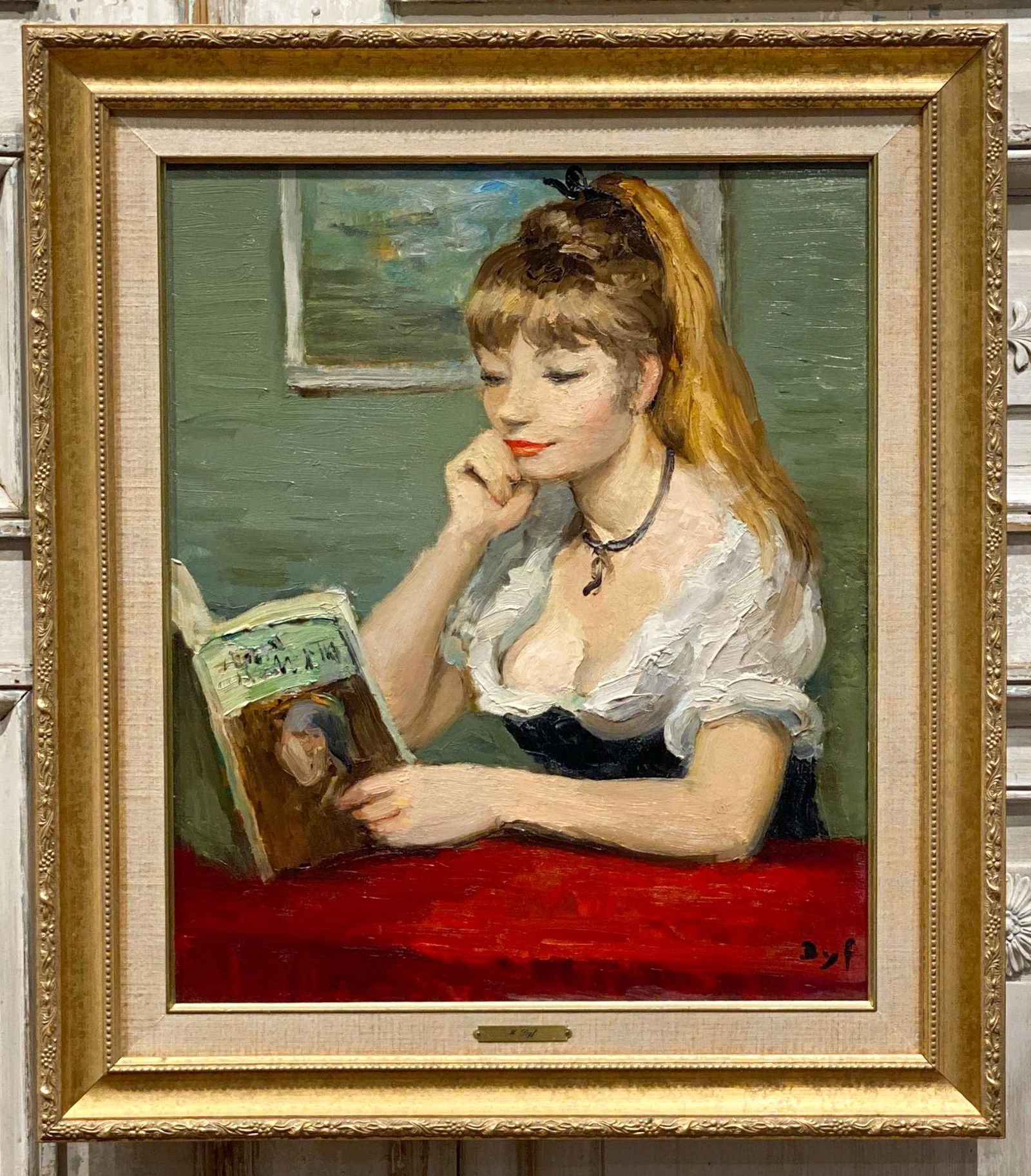Marcel Dyf, French 1899-1985: Claudine A La Lecture, 1973. Oil On Canvas 21.75 X 18 Sight; 27.875 X 24.25 Framed. Registered Authentic By Mrs. Dyf Under #1978 In Archives. Rich Impasto In Well-preserved Condition. Older Varnish An