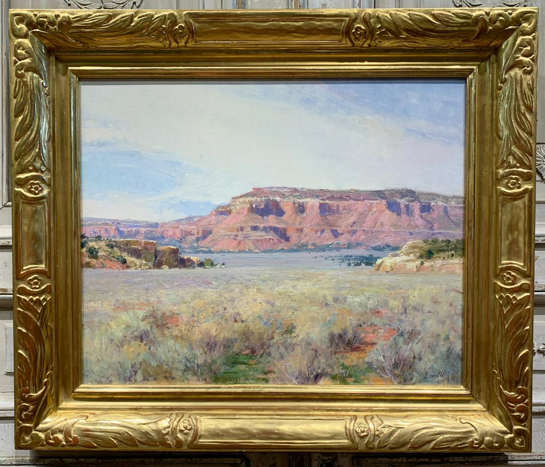 Marlin Linville (1950-2001) American: Oil On Canvas Vermillion Cliffs , Arizona Desert Scene ; In High End Gold Water Gilt Frame , Canvas 30 X 24; Overall Is 38 X 32