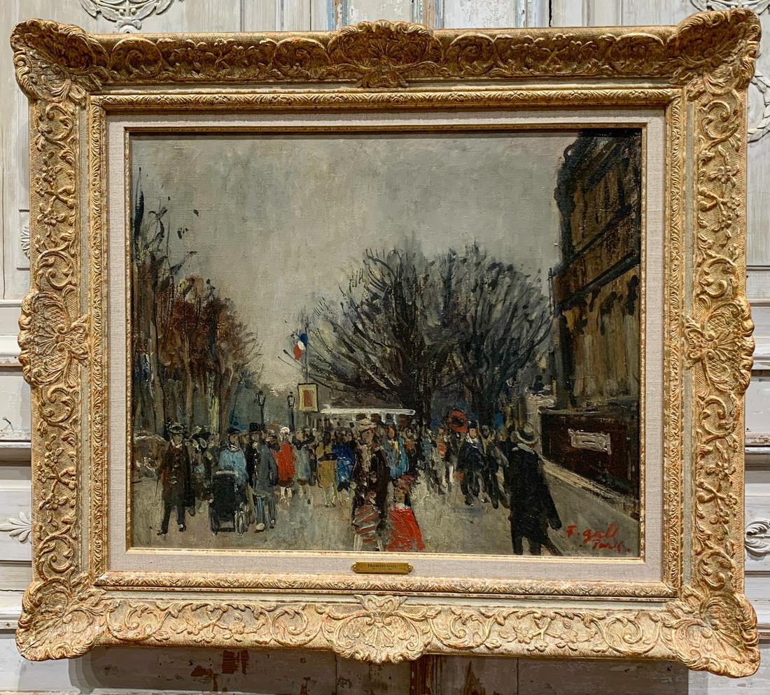Francois Gall, Hungary 1912-1987: Oil On Panel; French Impressionist, Nice Early Scene Of Champs Elysee Paris 21x26