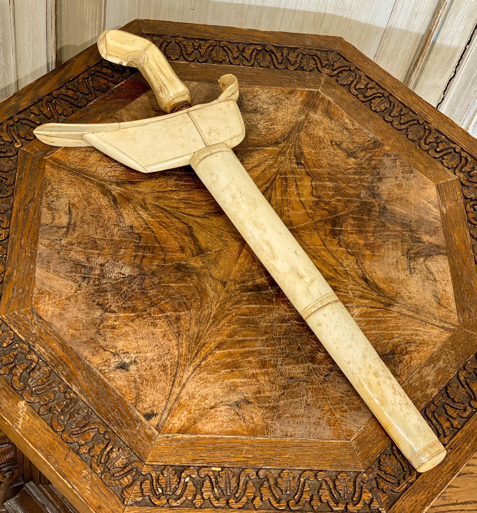 19c Carved Bone Sword: See Photos For Condition 19x8.5; Cannot Sell Or Ship To California