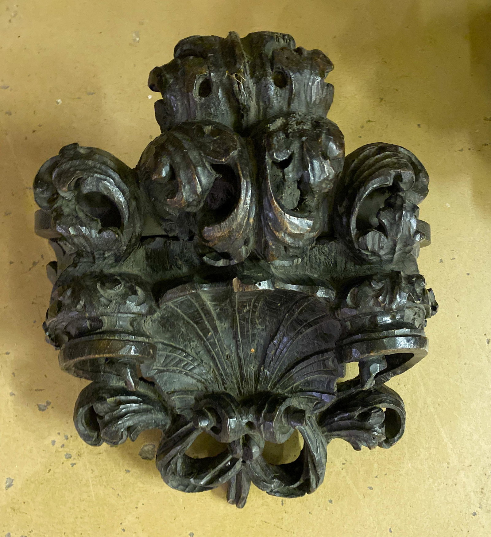 Early French Baroque Oak Element As Bracket: 19th C 17x13.5x18