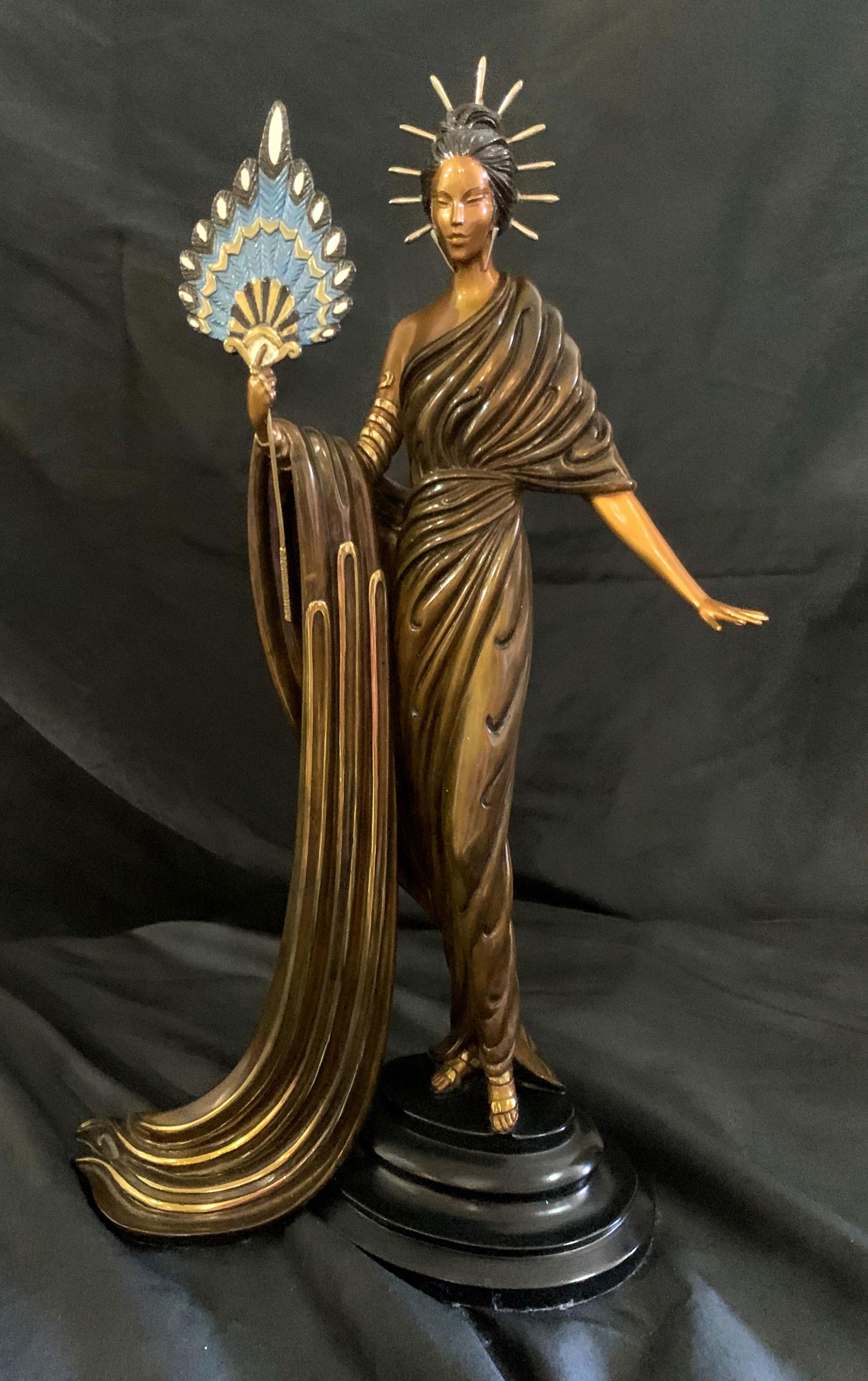 Erte, Romain De Tirtoff, Russian, Aphrodite: 19 H X 10 W. Polychrome Bronze With Coa; Images In Bronze Series. Excellent Condition.