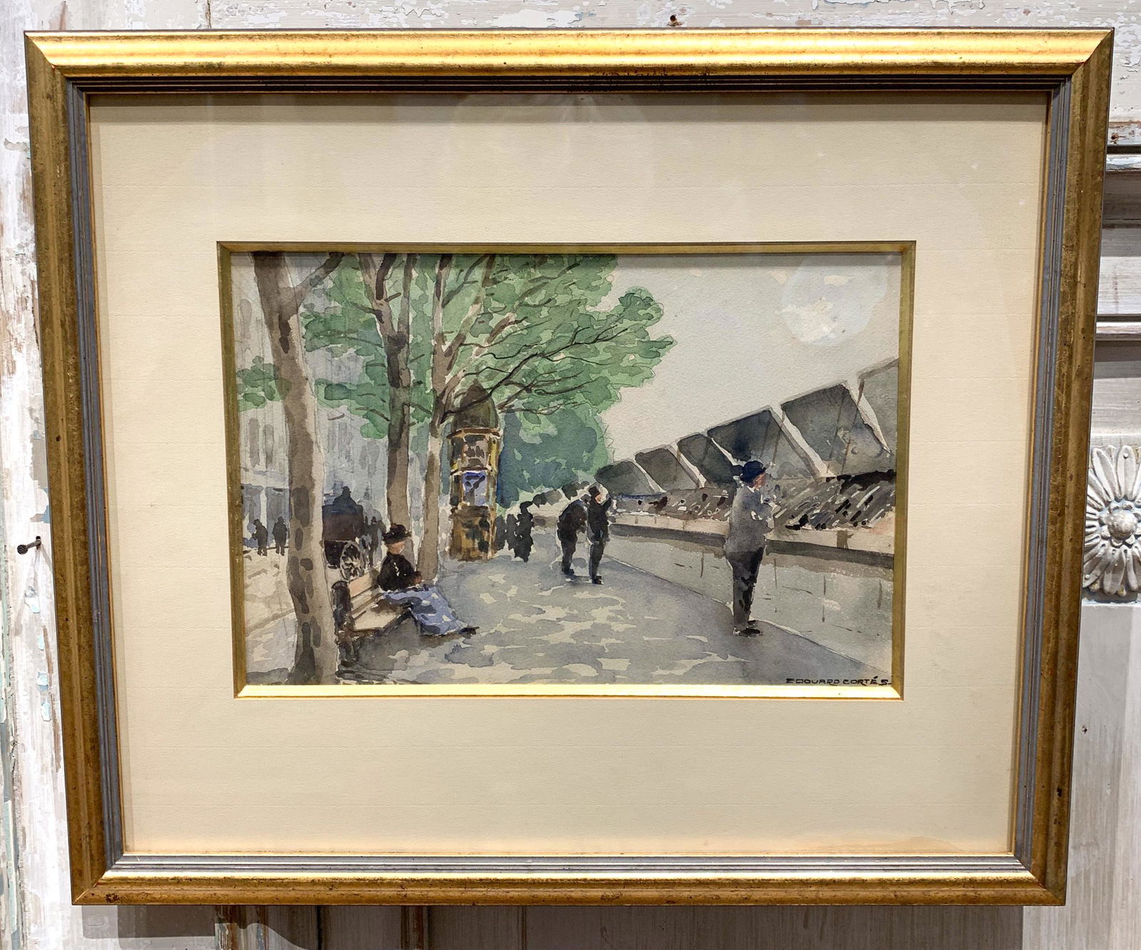 Edouard Cortes, French 1882-1969: The Park In Paris Ca. 1930 Watercolor On Paper 8 X 11