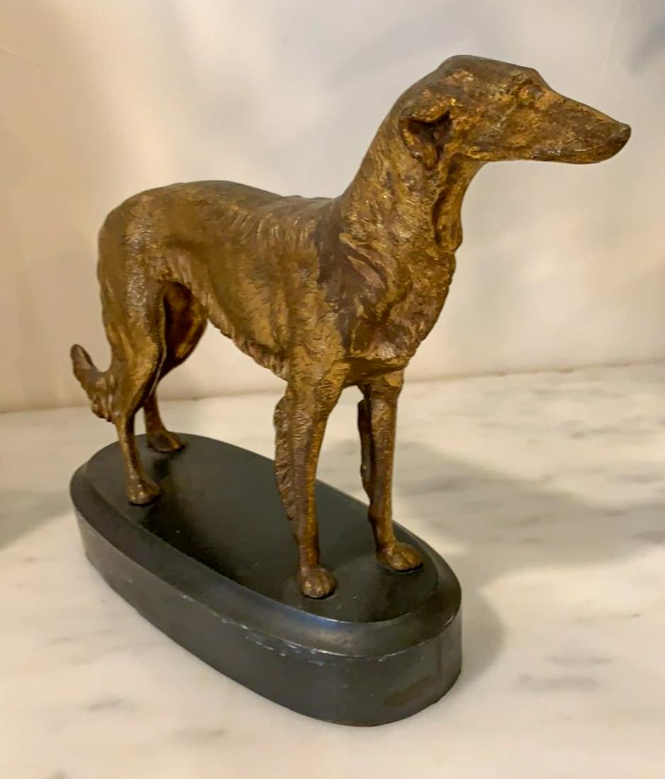 Spelter Patinated Wolf Hound: Good Condition, 8.5h