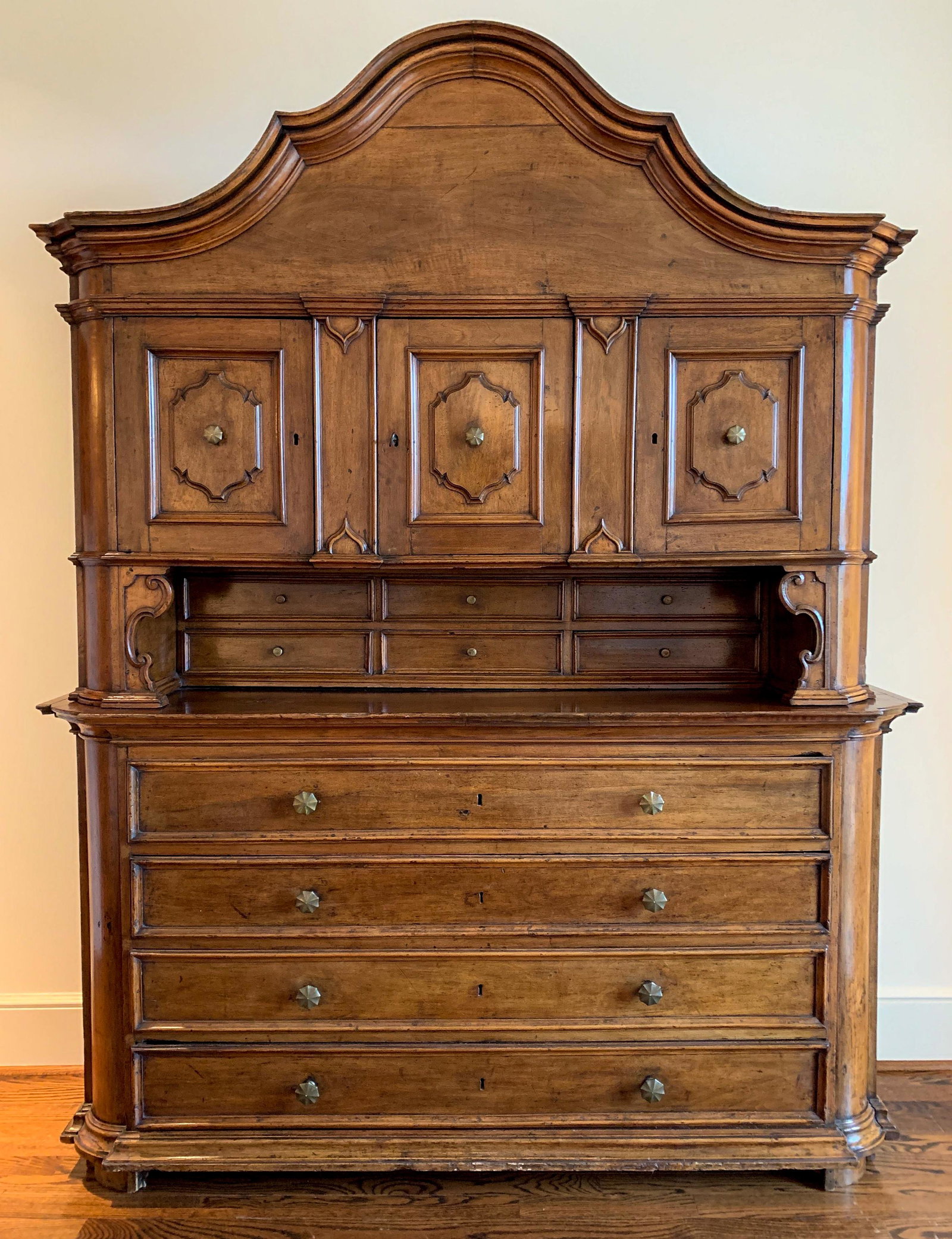Large 19th Century German Baroque Buffet De Corp: 96h X 75w X 23.25d, Made Of Oak; C. 19th C.