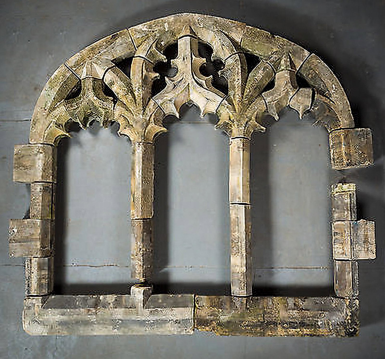 Pair 18th C French Carved Stone Windows: Very Heavy Stone; possibly late 17 c. Currently Assembled Without Chinking/grout As Shown In Later Photos. Customs Removed All Mortar And Stones Are Resting As They Should Be Joined. Buyer Will Need T