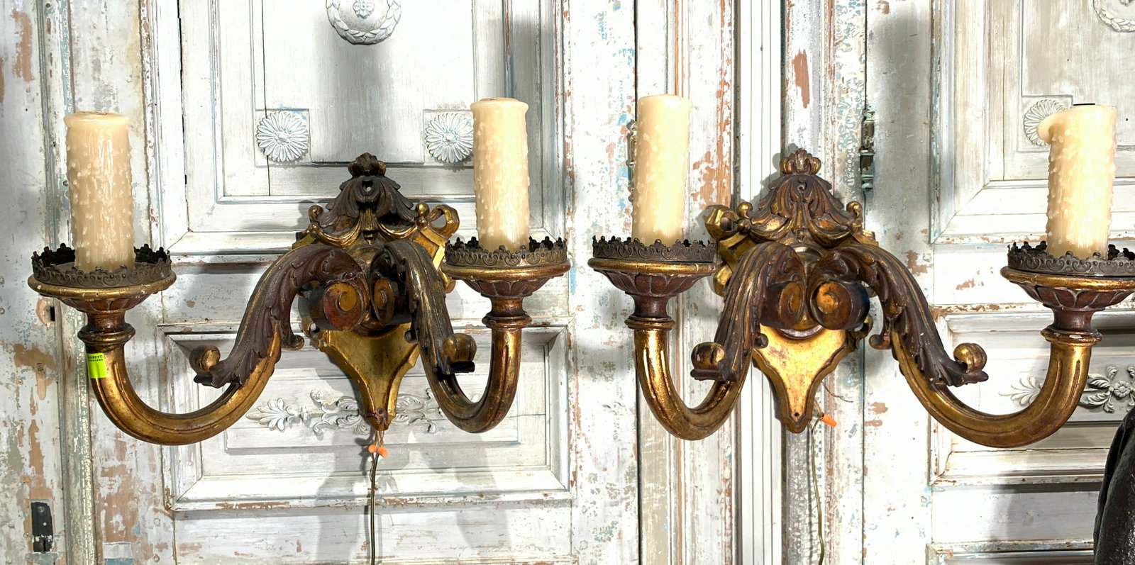 Early Pr. Of Italian Giltwood Wall Sconce: Electrified And In Good Condition, 15 H X 21 W X16 D