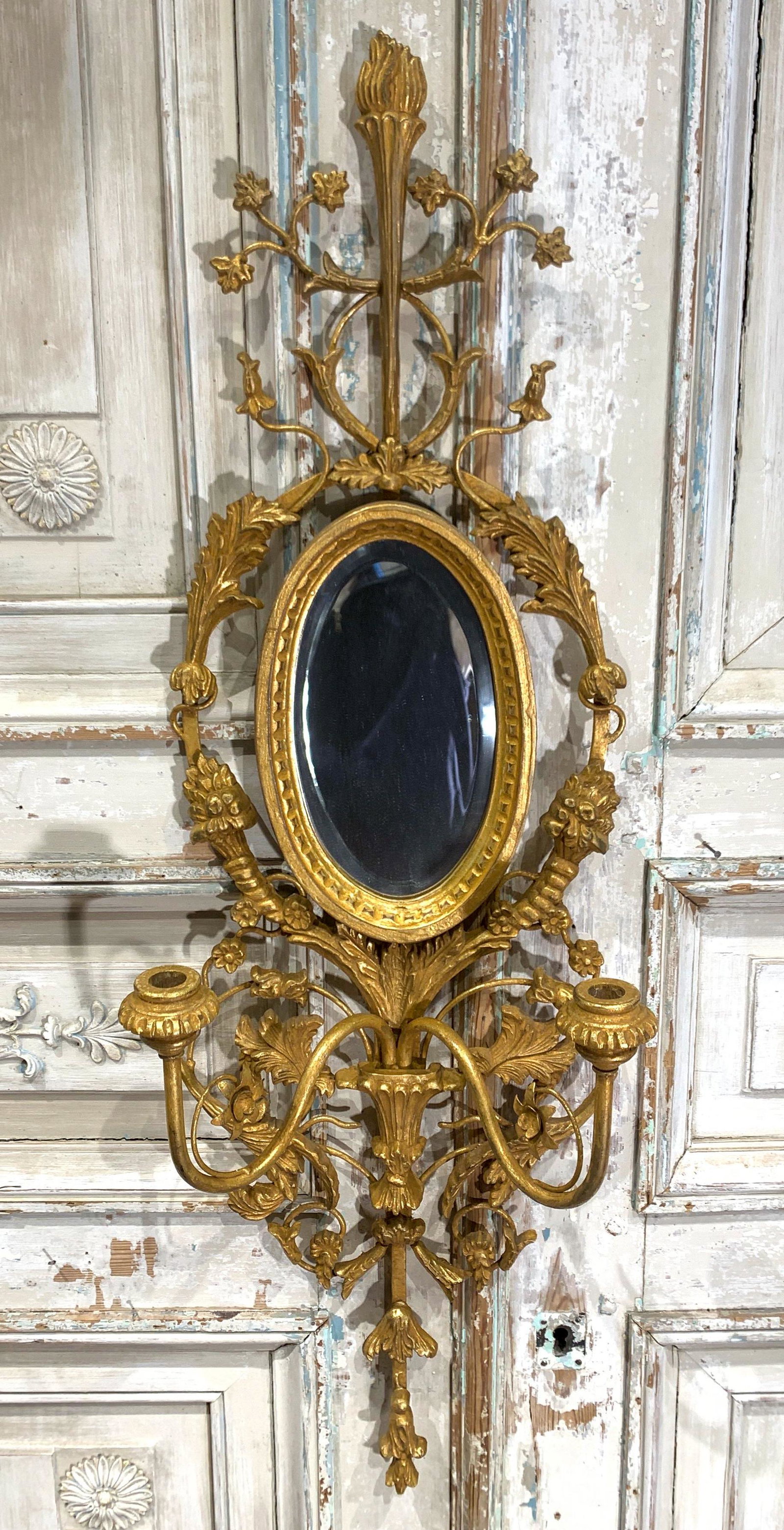 An Italian Wood Carved And Gilt Finish Sconce: 38 H X 12 W