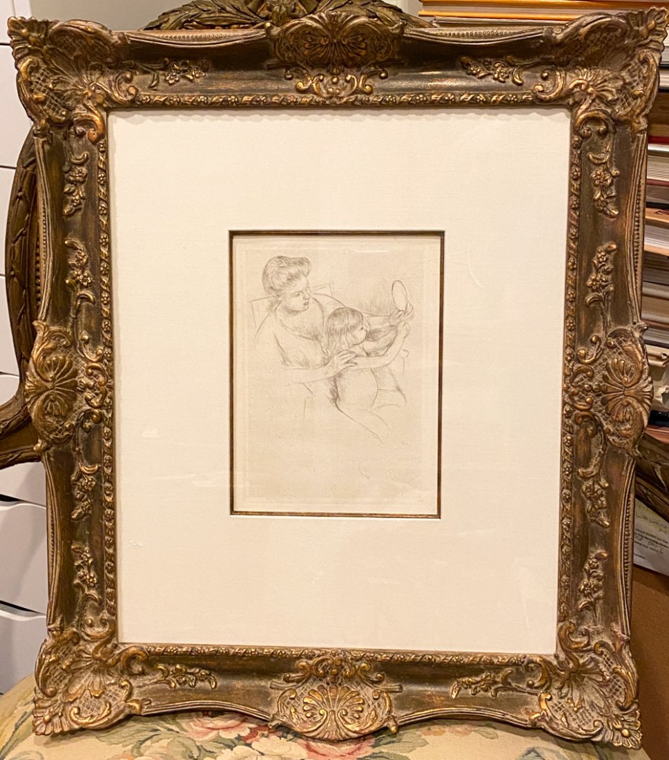 Mary Cassatt Engraving, Custom Framed: Engraving 6.5 X 9