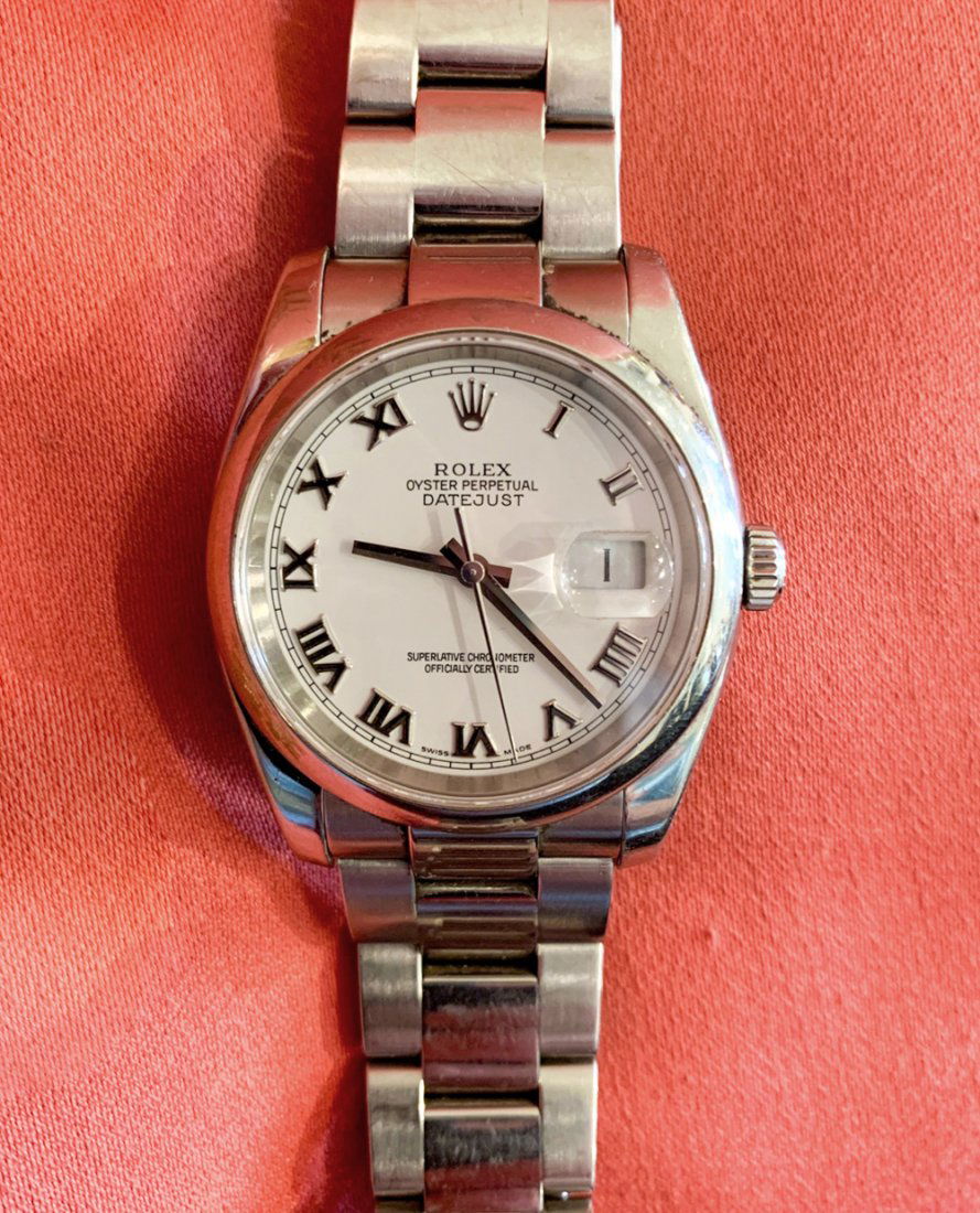 Authentic ROLEX Men's White Gold & Stainless Wristwatch: Oyster Perpetual DateJust. Great Condition