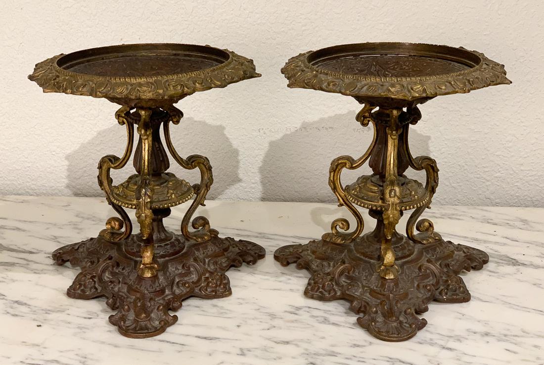 Pair Of Bronze Tazzas: 8h X 7w.