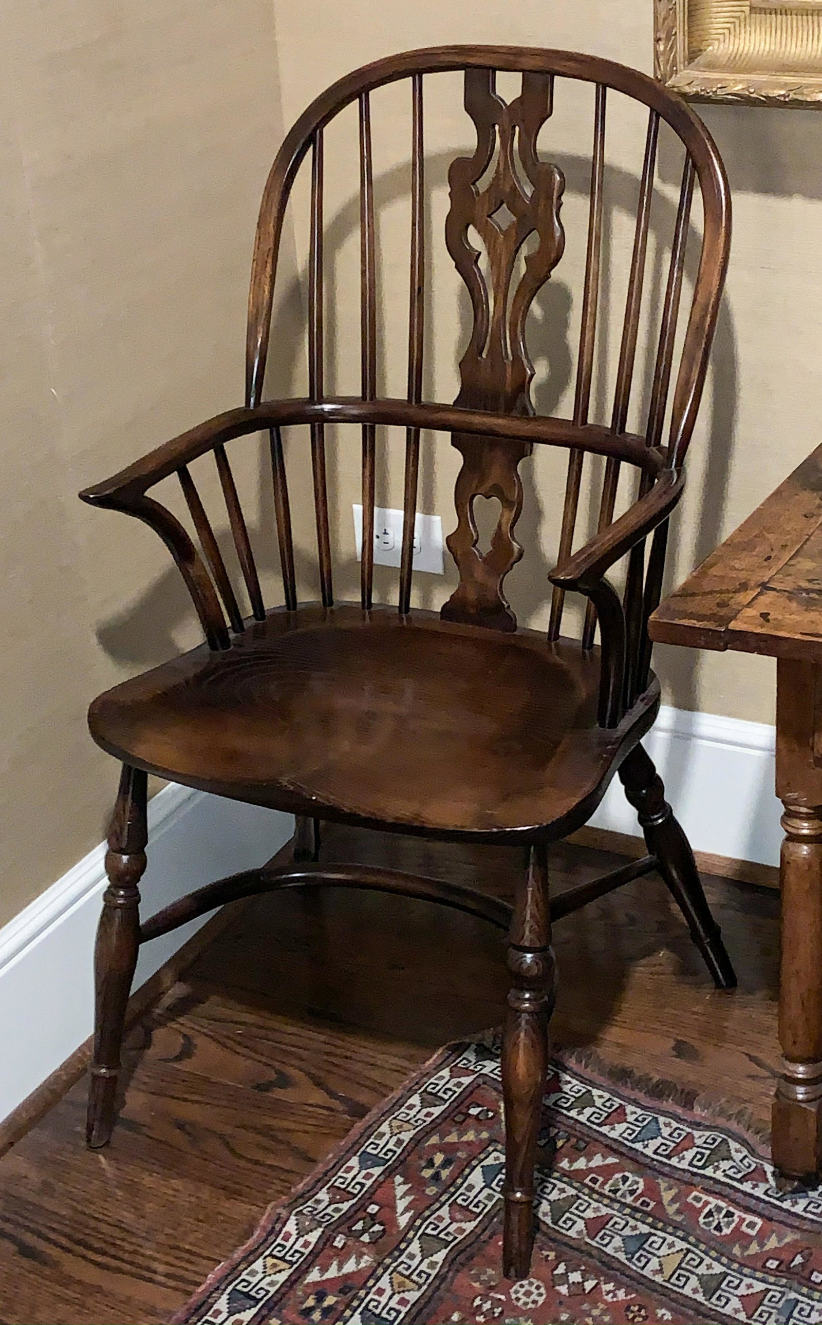 2 English Windsor Style Chairs: Straight Arm, Oak , Good Condition