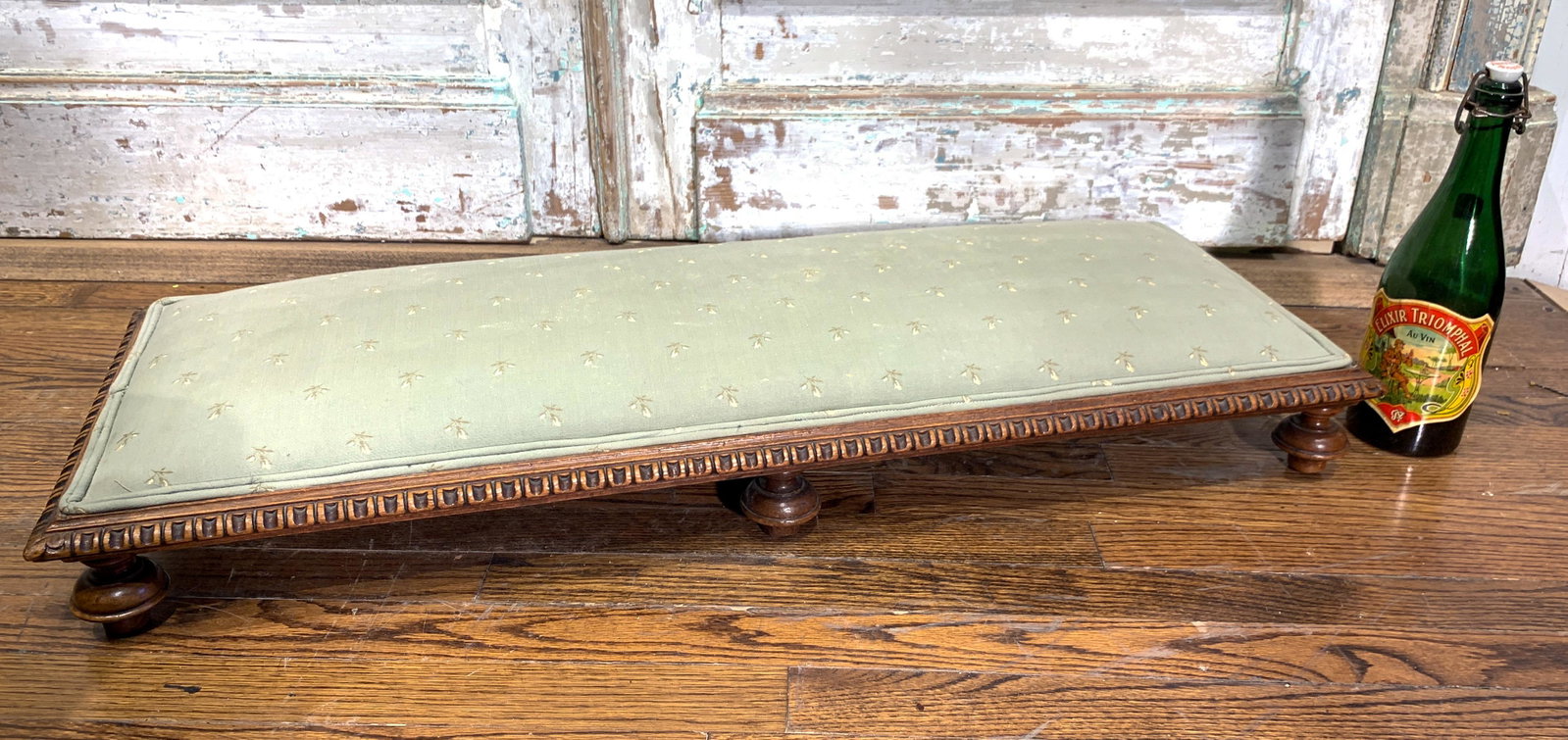 An Antique French Walnut Low Footstool, C1890: 37 L X 13 W X 4 H