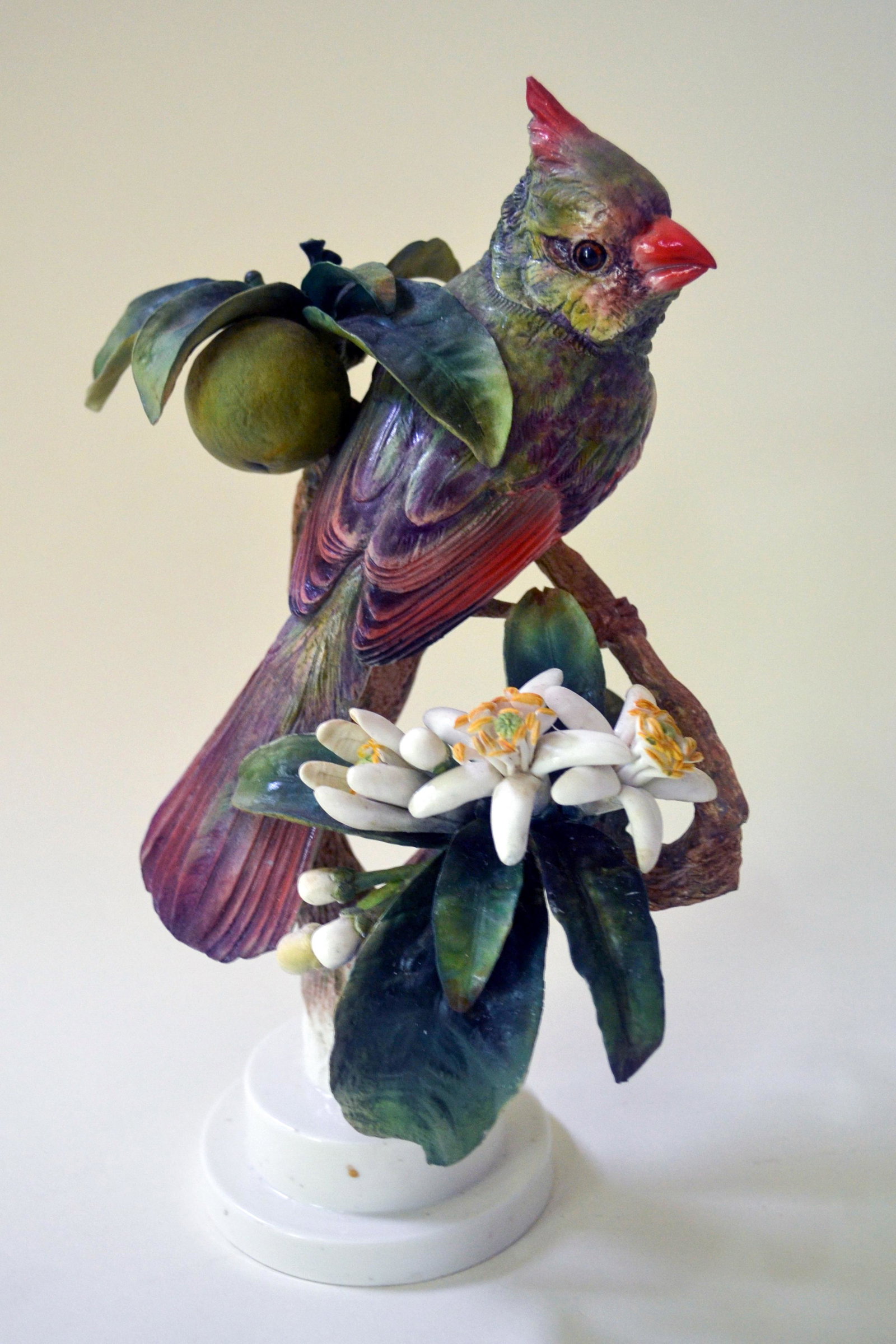 Royal Worcester Virginian Cardinal, Single: English Bone China, Decorated. A Limited Edition, Female Cardinal, Hand Created And Hand Painted By Doughty For Royal Worcester. Authentic Hallmark. Issued: 1937. Single. 12h X 8w X 6d