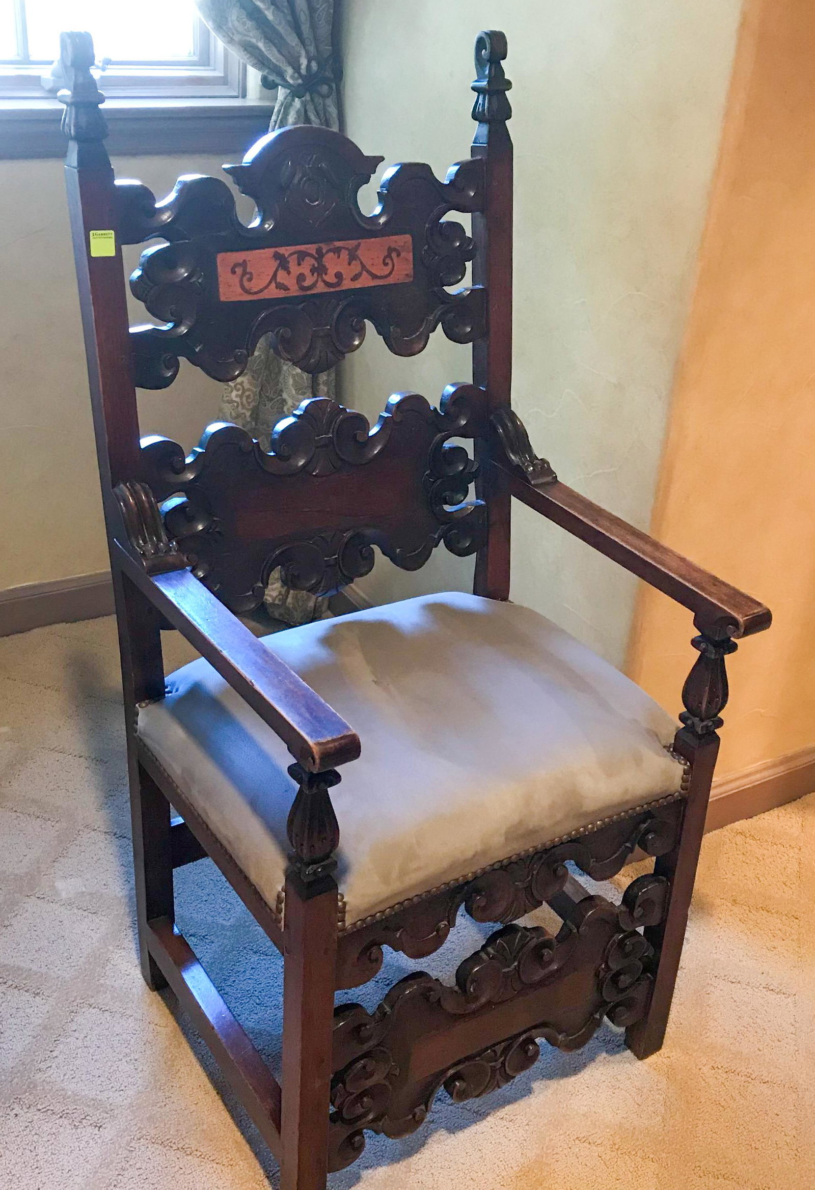 Pair Of English Heavy Mahogany Hall Chairs: Chairs