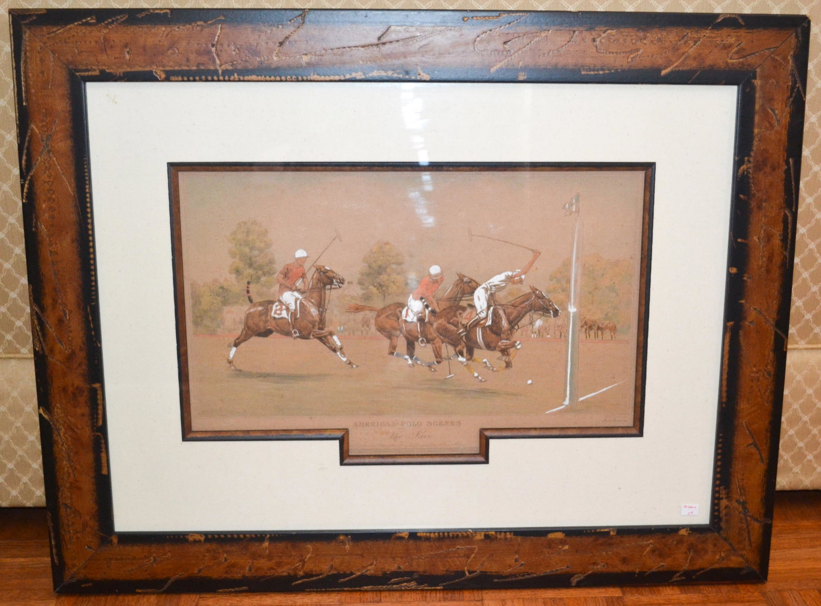 American Polo Scenes "the Goal" Engraving 1930: Ny Published By The Derrydale Press, By Paul Brown, Del. Hand Colored Engraving. Image: 12"h X 18"w. Overall Dimensions: 24"h X 30 1/2w.