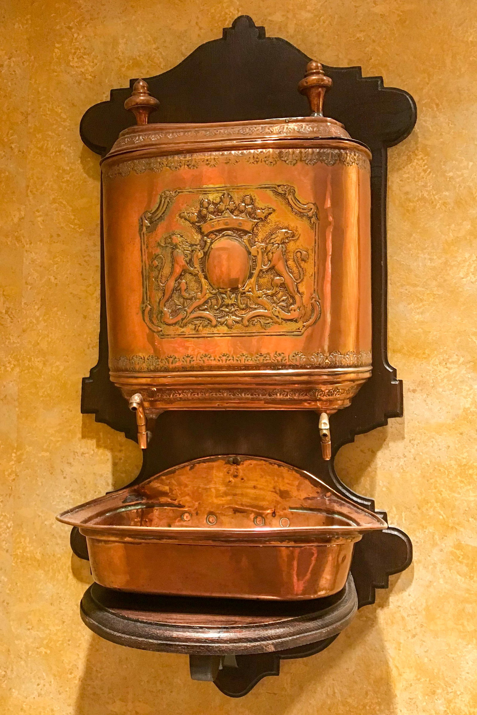 Antique French Copper Embossed Lavabo: From Provence 37 X 19.5 X 11