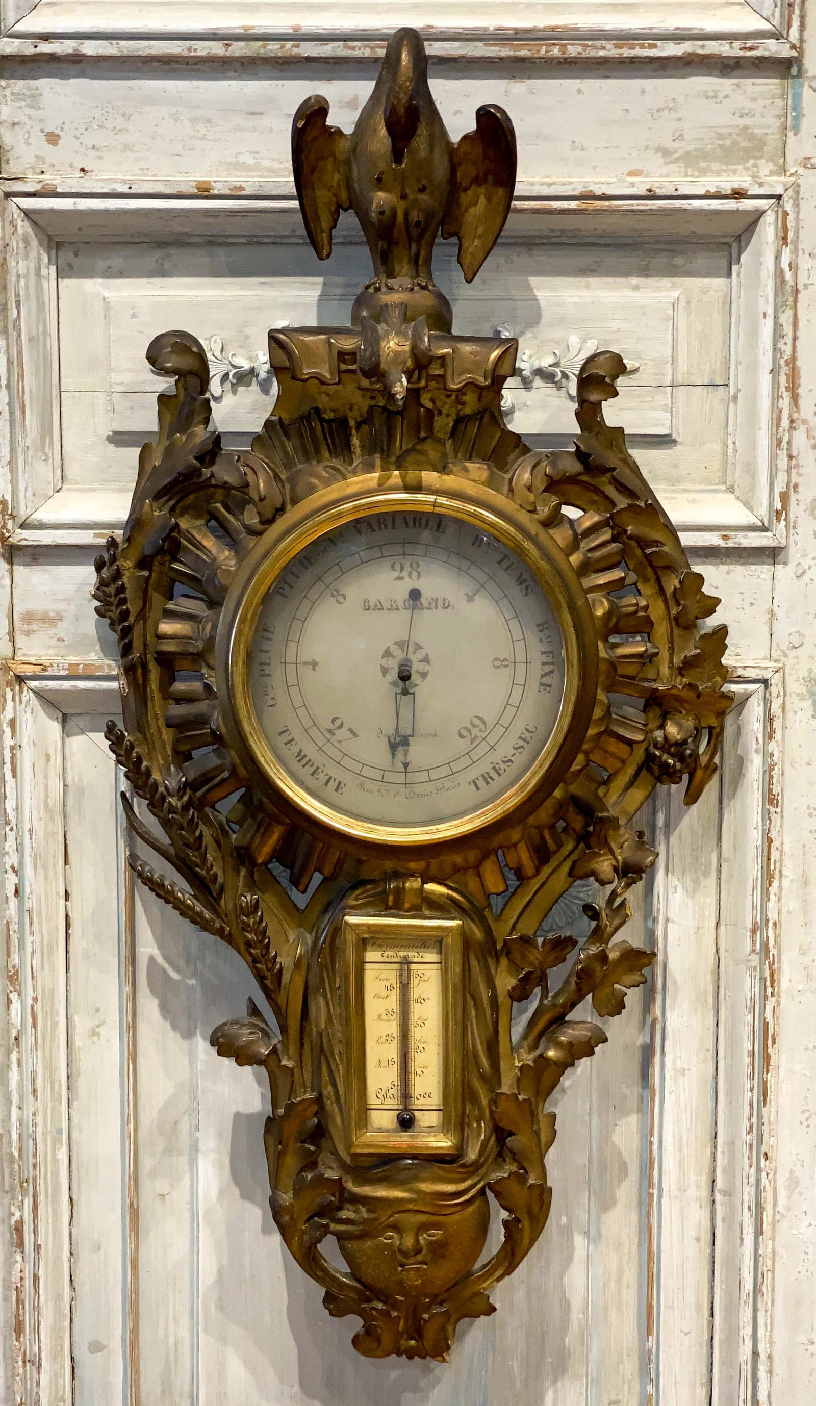 French Giltwood Barometer: Circa 1870, 38h X 18w (11038l)