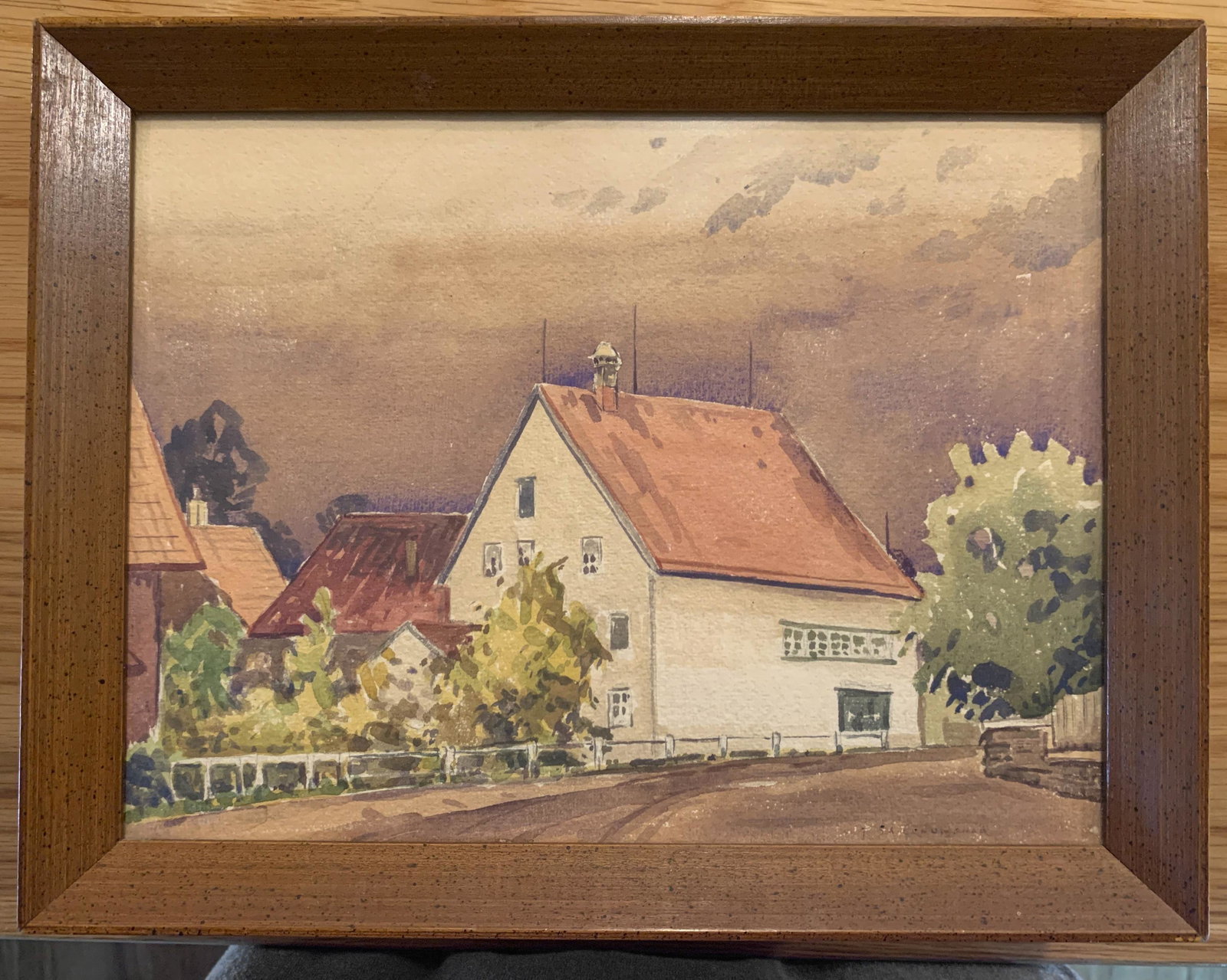 Cunningham, Theodore Saint-amant: (Ennis, Texas). Early 20th c. Framed Watercolor. 12w x 9.5h. (Artist listed in Dictionary of Texas Artist, 1800-1945, page 25).