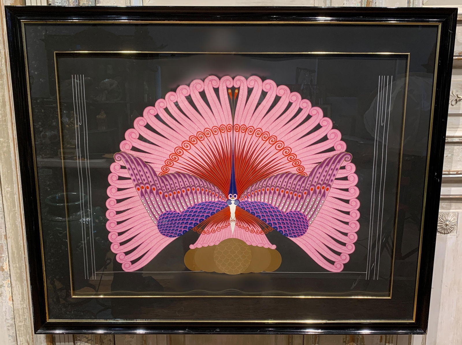 Original Signed Erte Framed Phoenix: Serigraph; 48 X 38 With Certificate