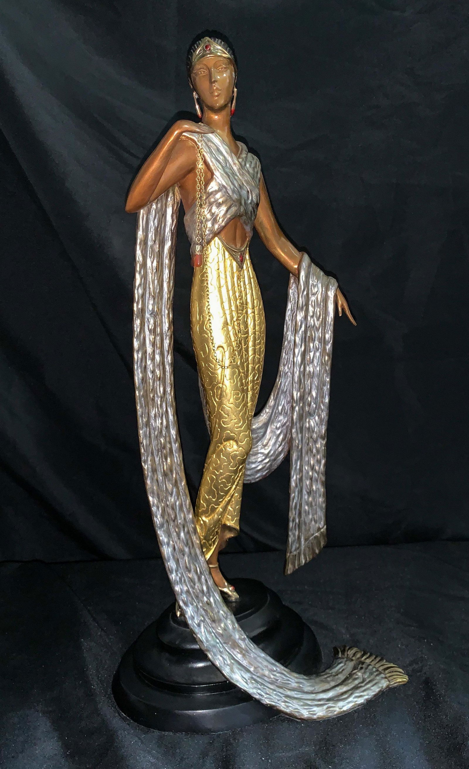 Erte, Romain De Tirtoff, Russian, Je L'amie: 19 X 8, With Coa, Treasures In Bronze Series. See Photos For Excellent Condition.
