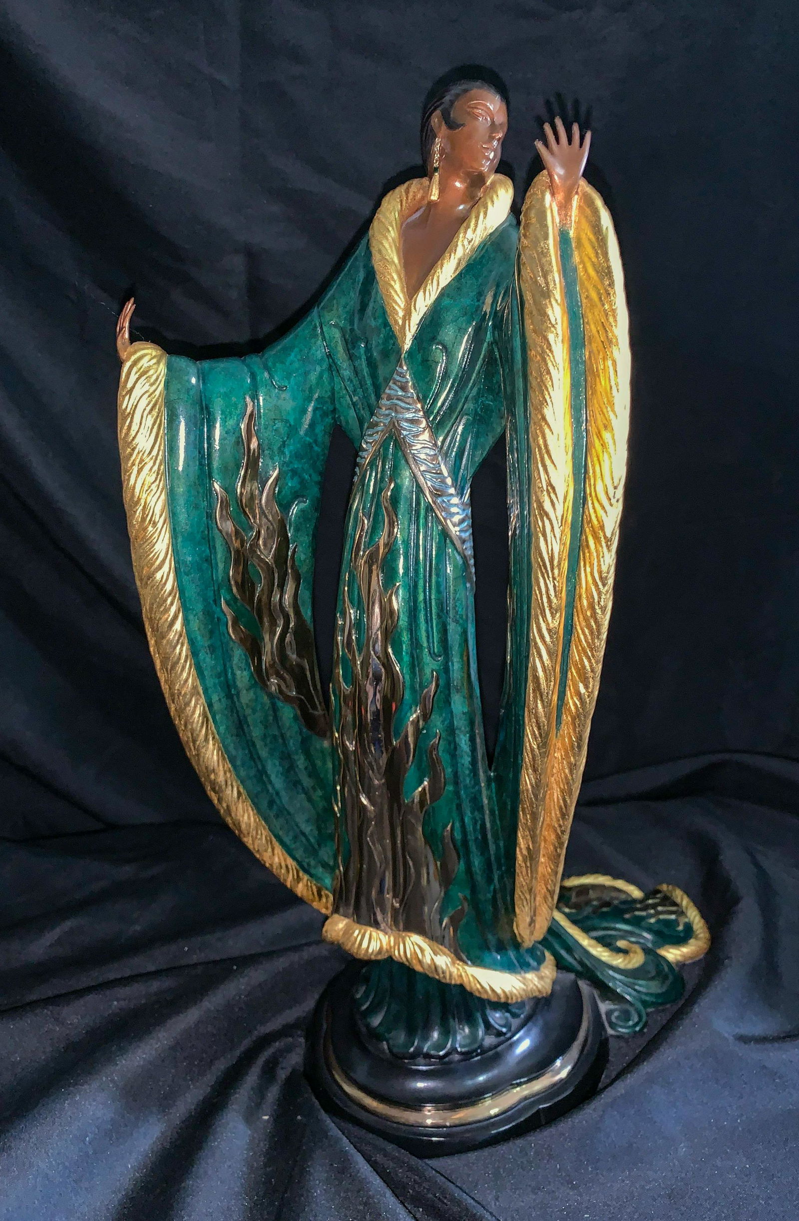 Erte, Romain De Tirtoff, Russian, Femme De Luxe: 18 X 11, With Coa. Treasures In Bronze Series. 1990. Excellent Condition.