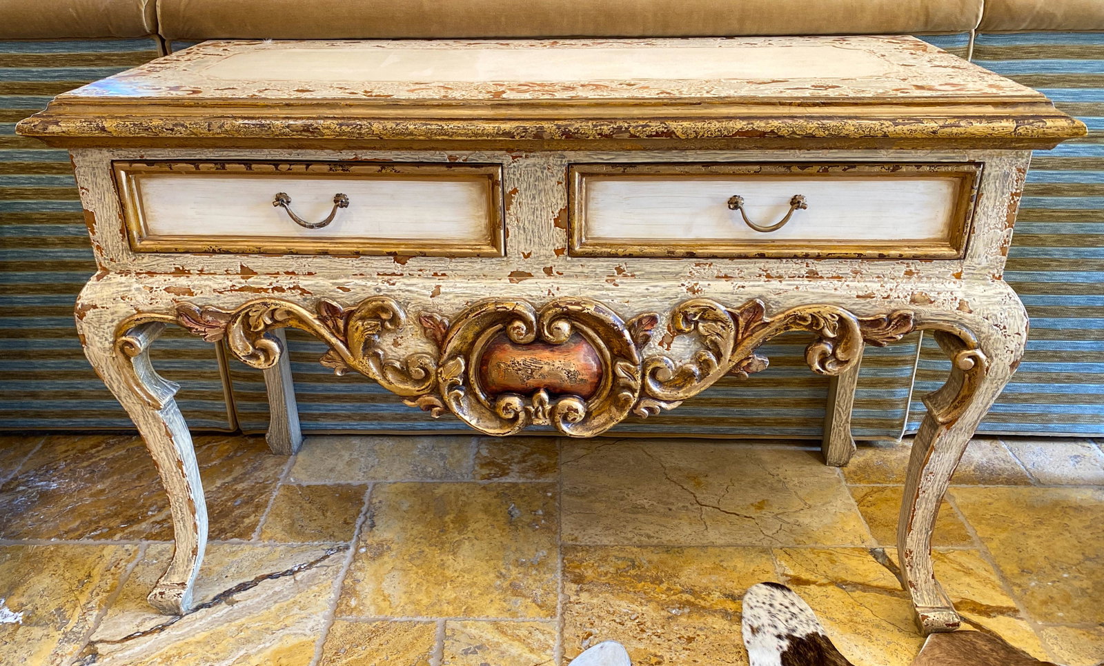 Painted Console Table: Italian style, 20c 55x23x37
