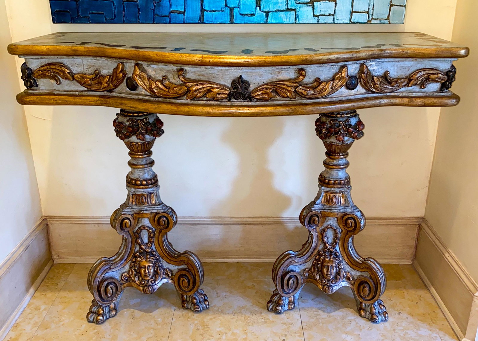 Polychrome Console Table: 20c 50.5x22x37