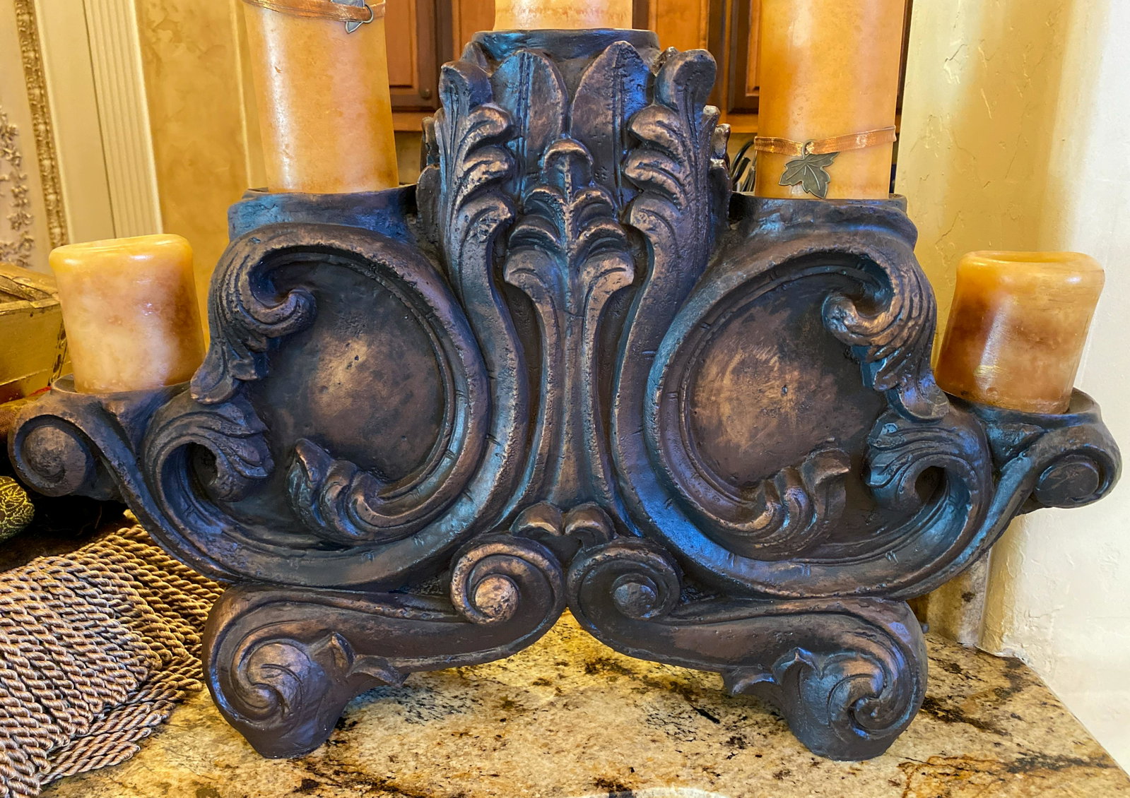 Heavy Concrete Candelabra: 26x16 heavy candelabra 20c