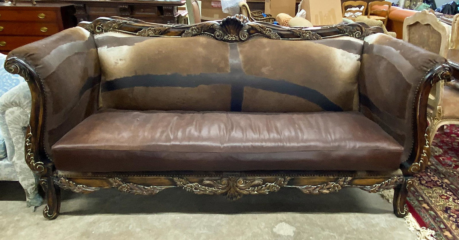 New Hide Sofa: 1 Of A Pair; 93x39x44h. See next lot.