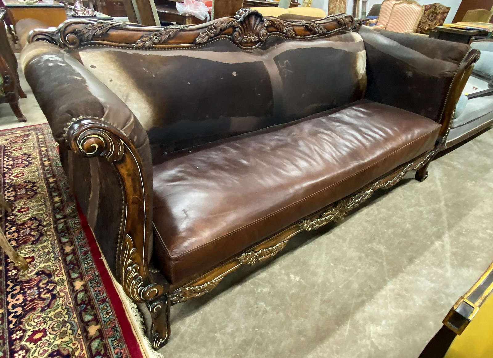 New Hide Sofa: 93x39x44h; companion to lot 2214.