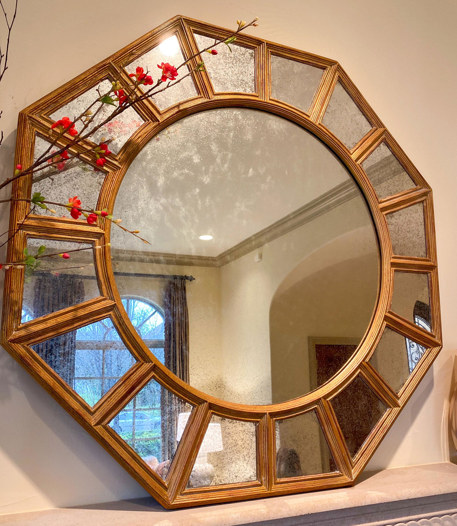 Contemporary Starburst Mirror: With Antiqued Mirror 43 Diameter
