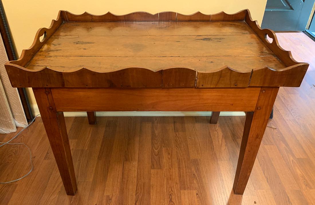 French Cherrywood Tray Table.: Made From An Old Cherry Base, And Cherry-wood Top, Circa Late 19th Century. 34.5l X 22w X 25.5h.