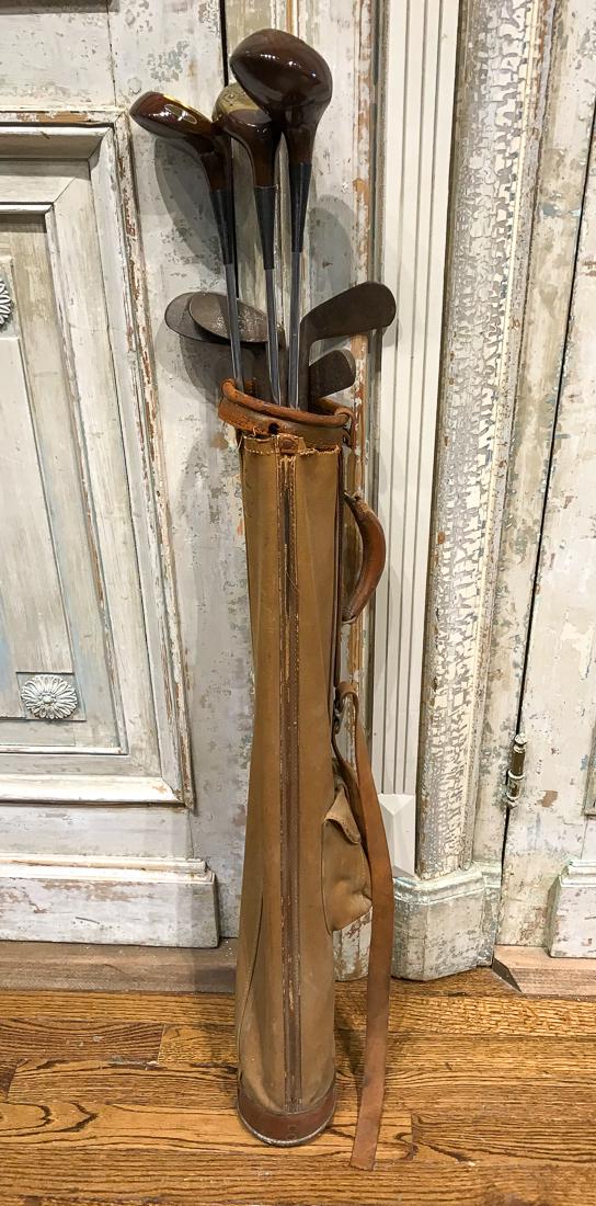 Set Of Vintage Golf Clubs, Hickory Shaft Irons: And Restored Titliest Persimmon Woids With Bag, See Photos