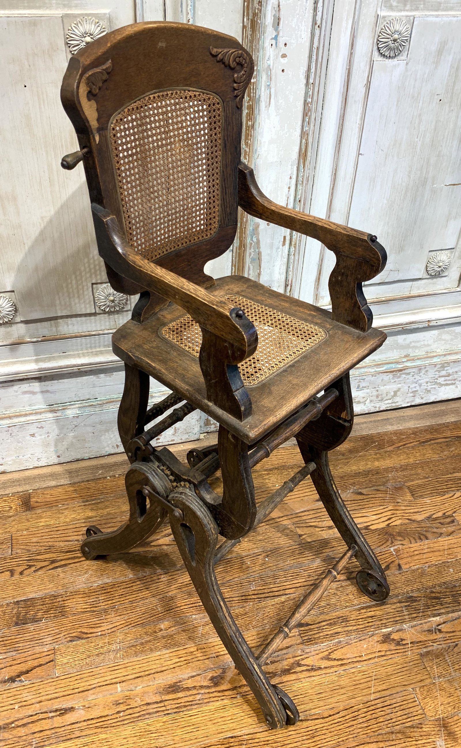 American Golden Oak Era - Child's Rocker: High Chair Combo