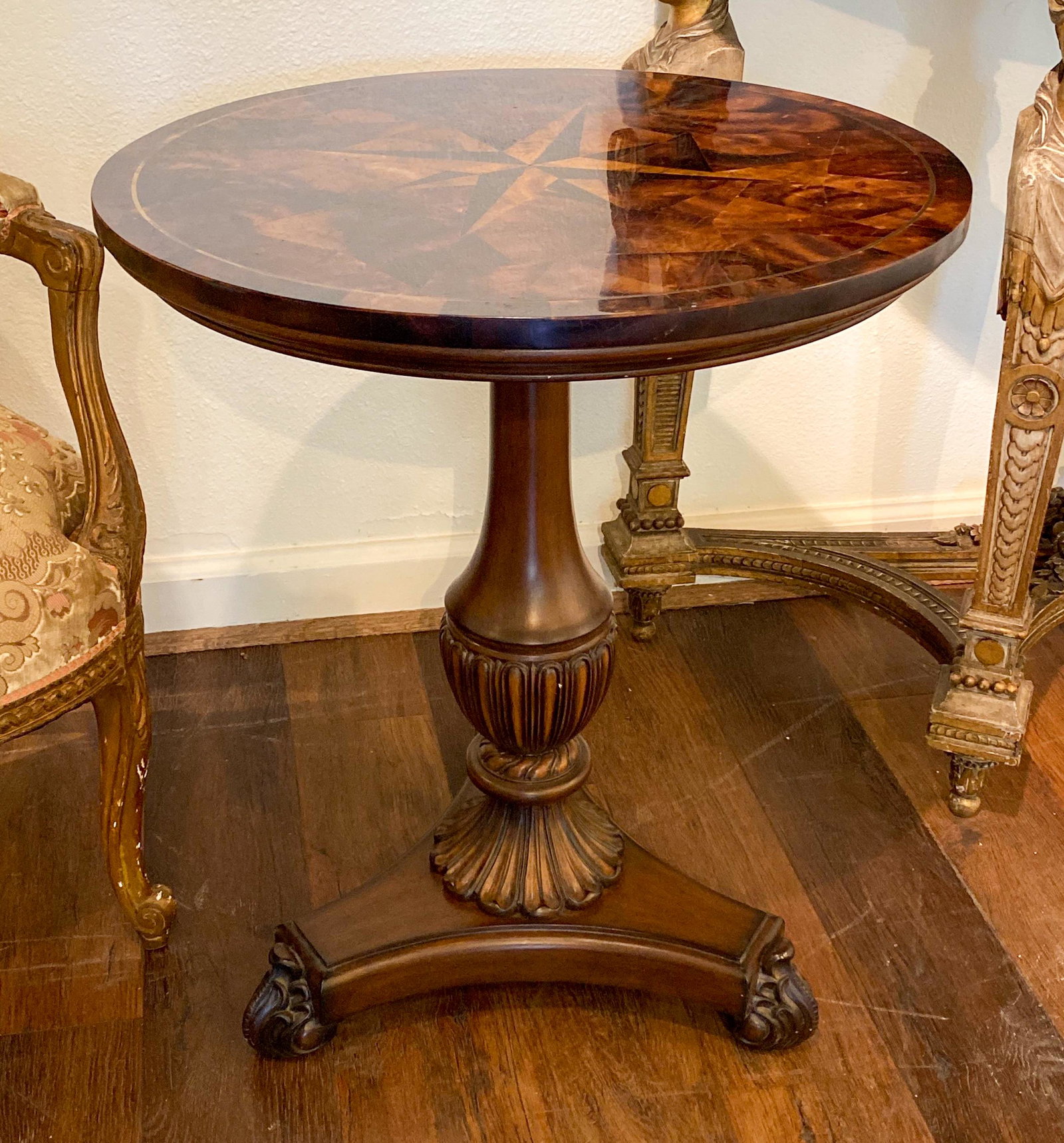 Small Occasional Table With Star Inlay: 24x28h 20c