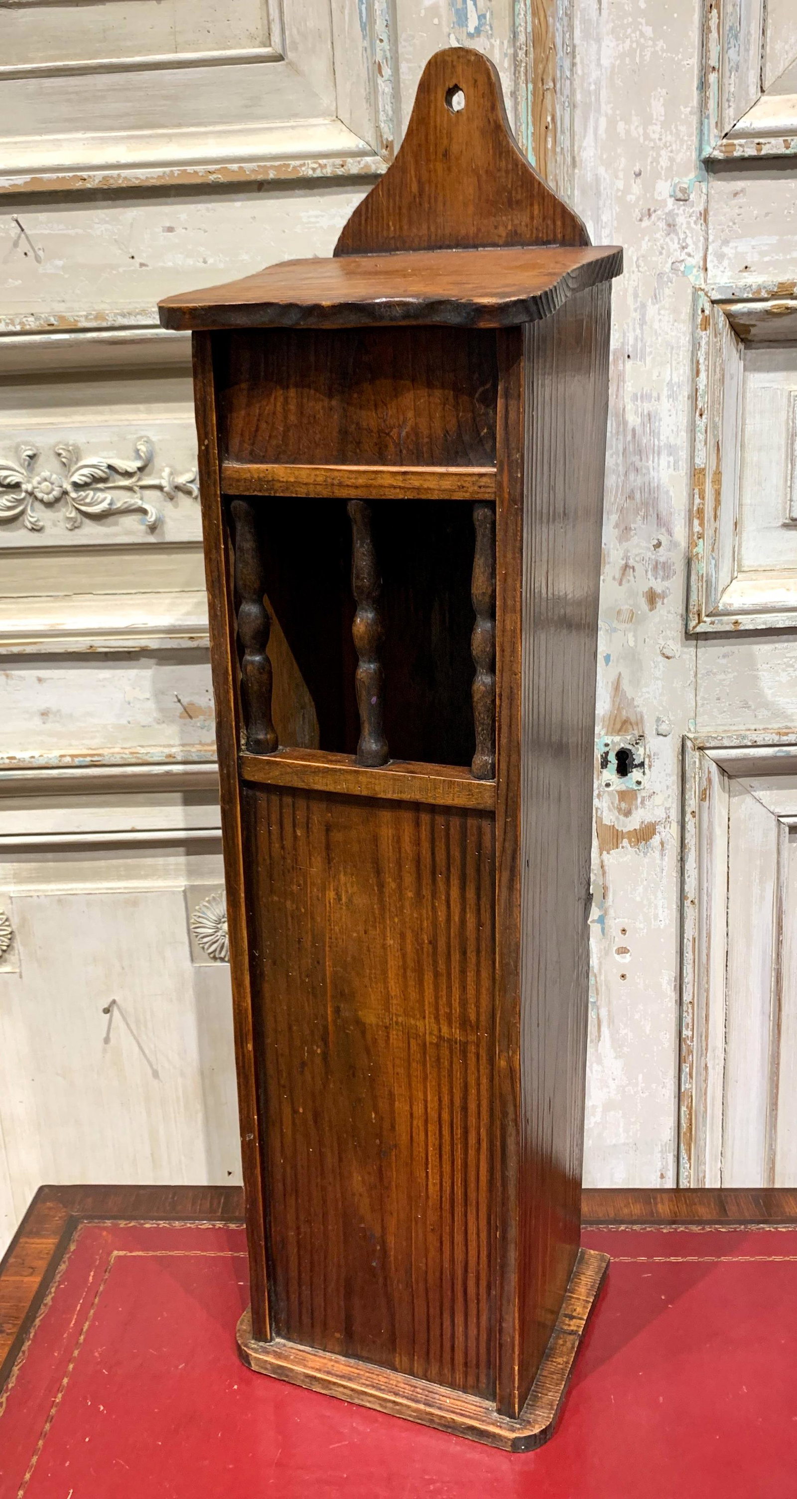 A French Hanging Bread Box, Antique: 34 H C 9 X6