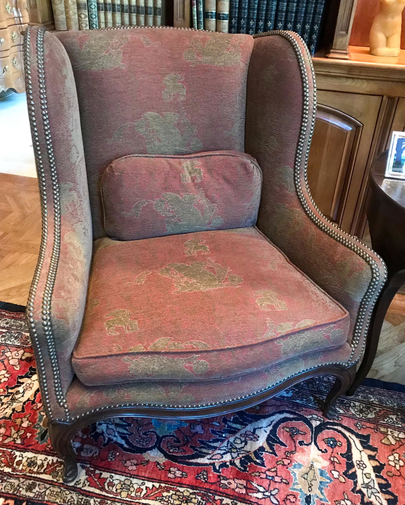 High End Pair Of French Style Bergeres: Custom Upholstery And In As New Condition 34 X 41 X 40