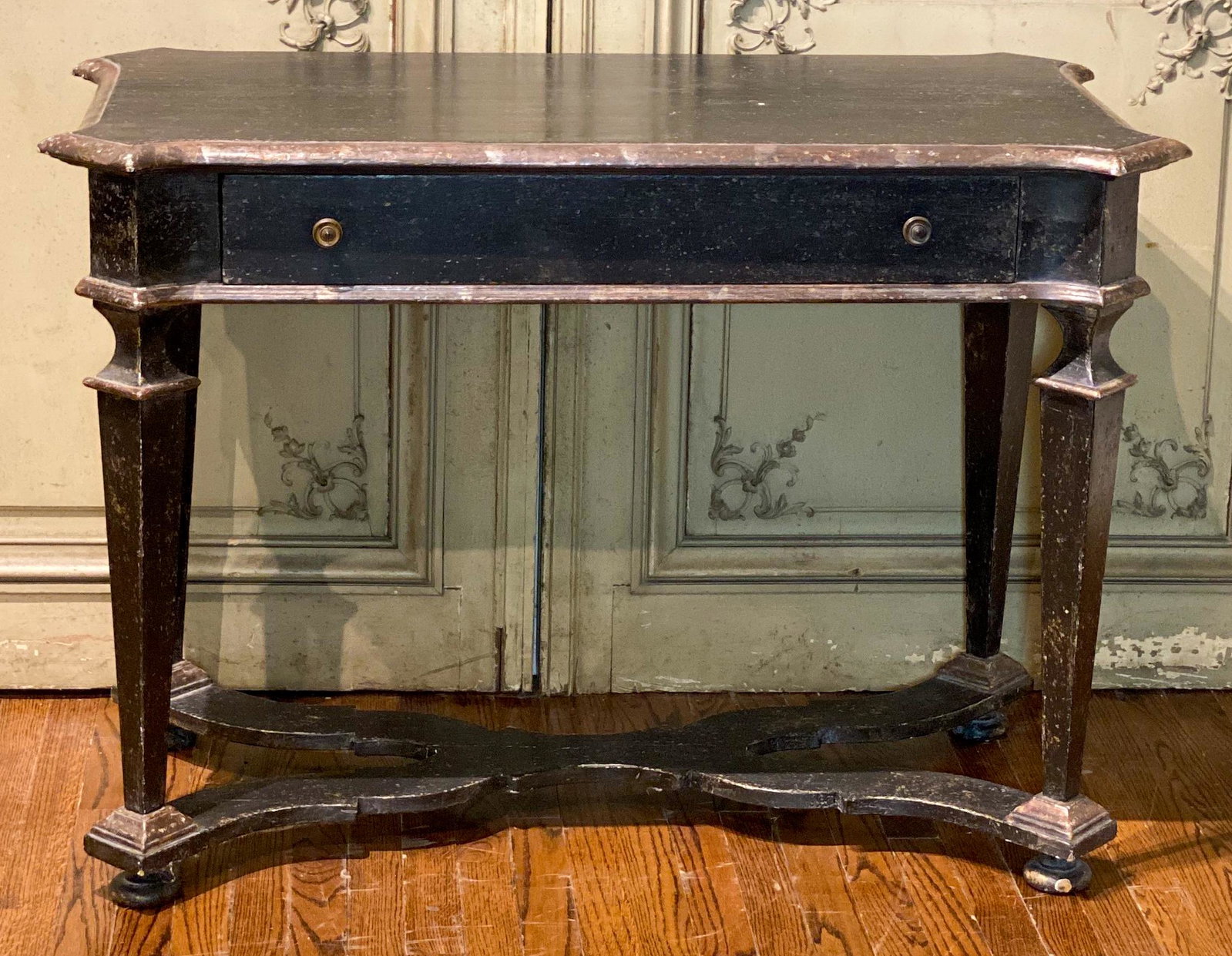 2-drawer Italian Style Console Table: 23.5 X 44 X 31 20c Solid, Some Chipping To Paint