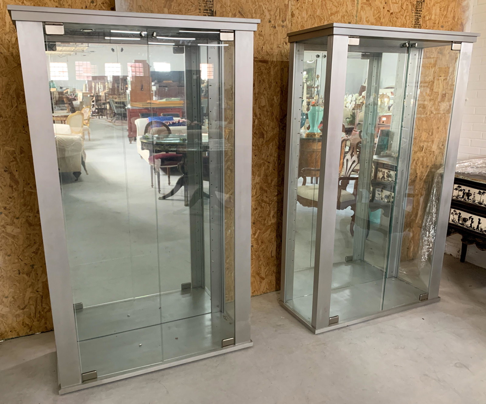 Good Pair Of Stainless Steel Display Cabinets: With glass shelves 72 h x 42 w x17 d
