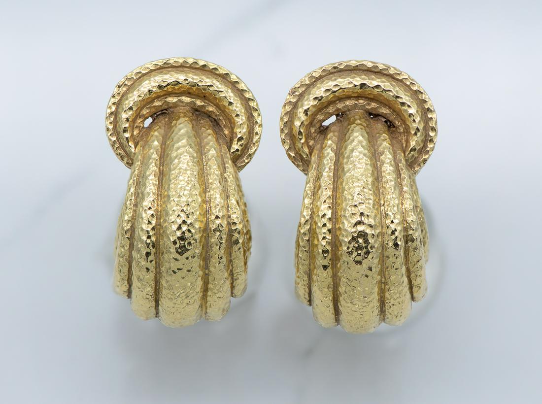 David Webb Doorknocker Earrings: Great Style. 49.6 Grams, 18k. Clip-on.