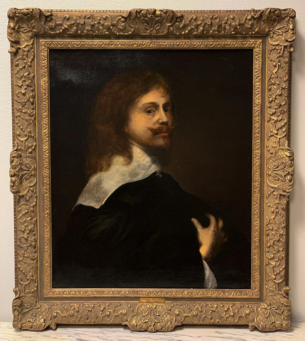 Oil On Canvas After Anthony Van Dyck: Unsigned Late 18th or Early 19th Century Painting In The Study of Van Dyck In Original Frame. Has Prior Restoration And Repair. See Photos. 33.25w X 38.5h With Frame. 24.25w X 29h Visible Area. Ex- Pa