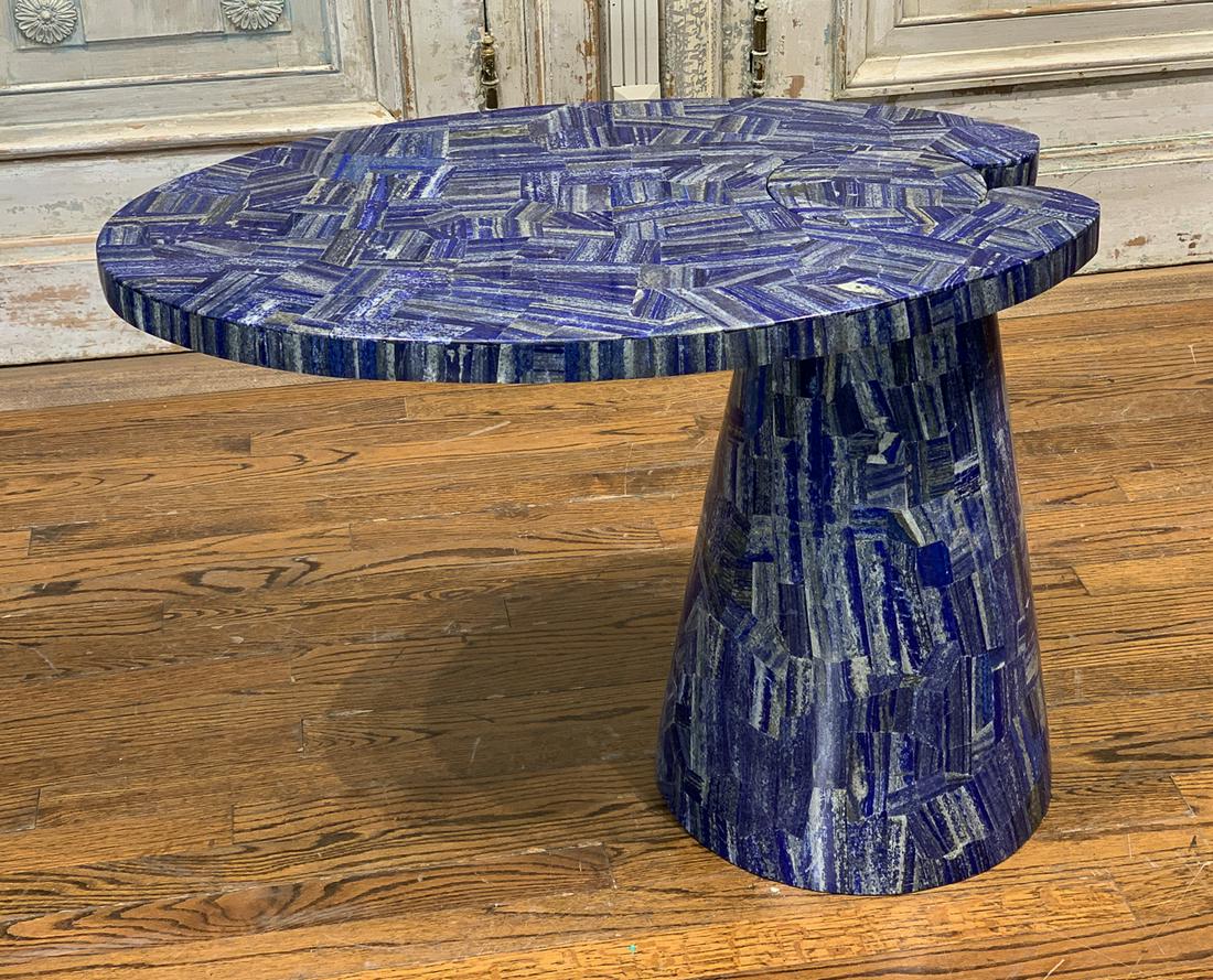 Contemporary Eros Lapis Cocktail Or Side Table: Eros Style Table In Good Vintage Condition. See Photos For One Spot Of Repair And Scuffs/minor Losses To Bottom. 29.5w X 22h X 18d. Mcm